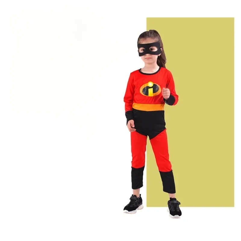 Kid Halloween Costumes Anime Girl Mr Incredible 2 Cosplay Costume Boy Superhero Fancy Dress Up Children Red Jumpsuit with Mask