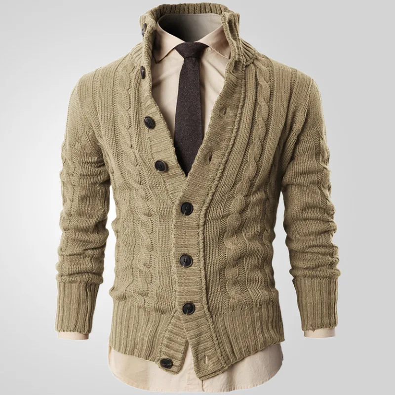 European American men's business knitwear luxurious and fashionable standing collar cardigan sweater casual woolen jacket top