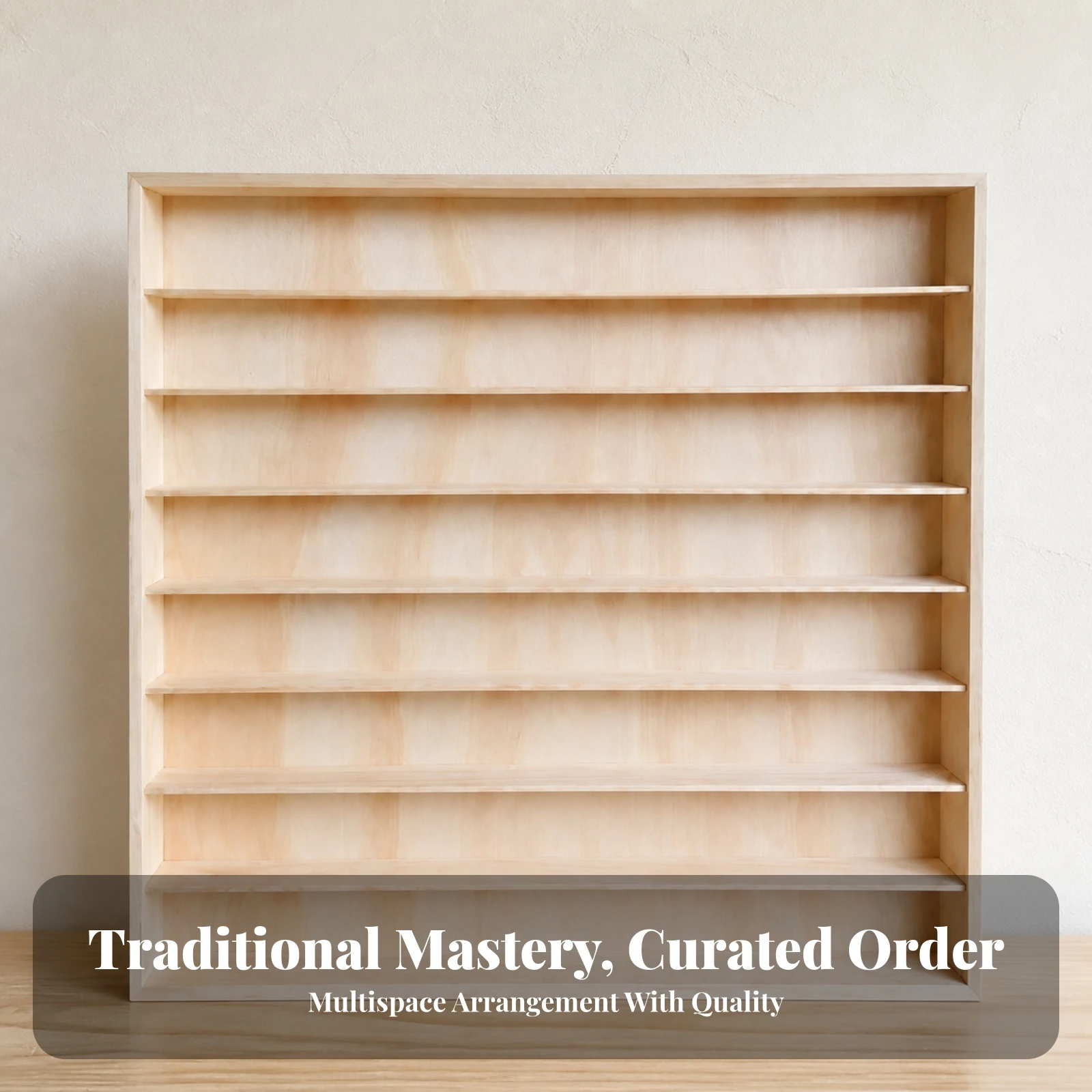 Open-Front Storage Shelf with Eight Tiers Compact Solid Wood Compartment Organizer Small Item Display Shelf Long-Lasting