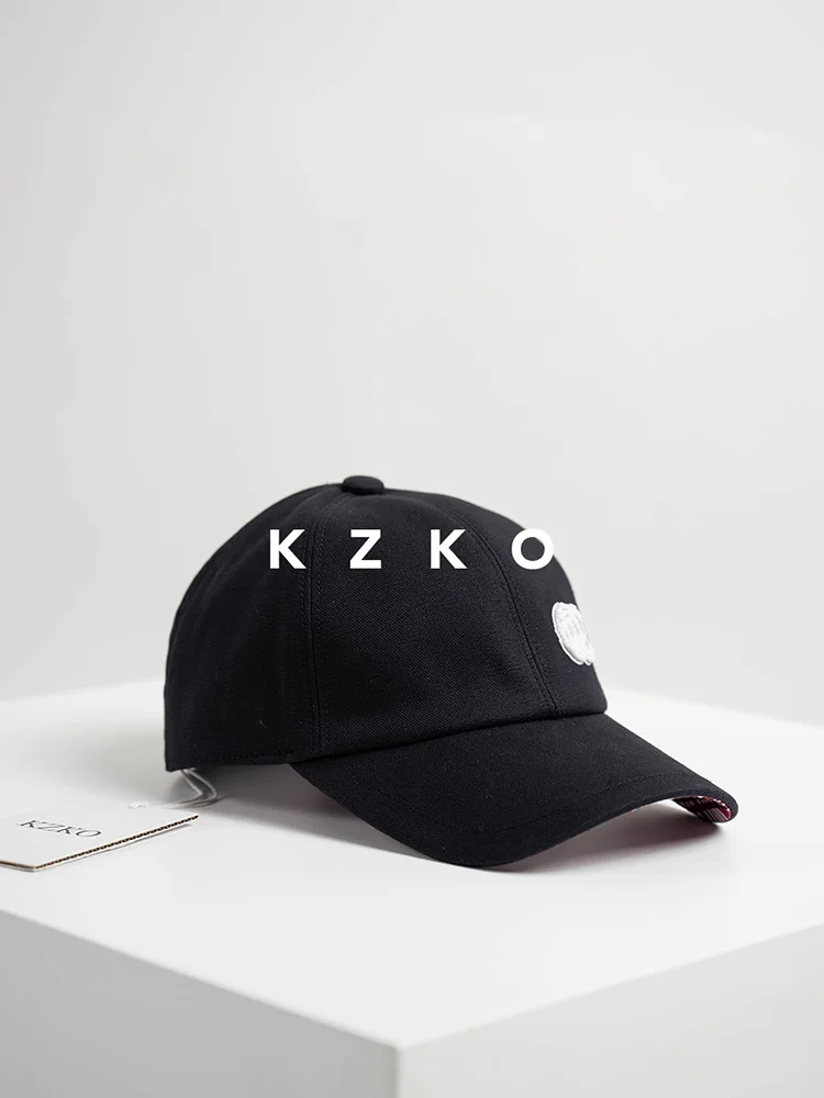 Kzko in Stock | Beaded Logo  Plaid Baseball Cap Make Your Face Look Smaller Brim Hat