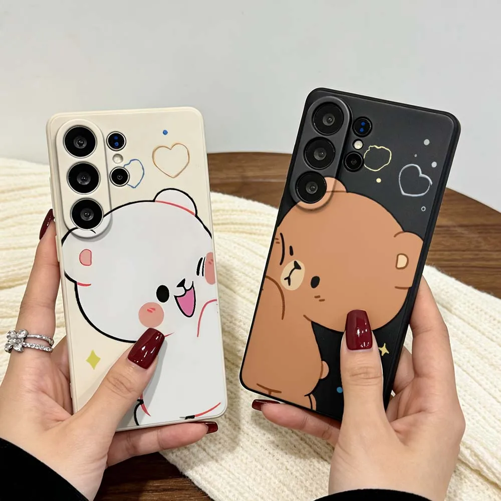 Cartoon White Bear Smile For Samsung Galaxy S26 S25 S24 S23 Note 10 20 Plus Edge Ultra Lite FE Soft Phone Case Cover