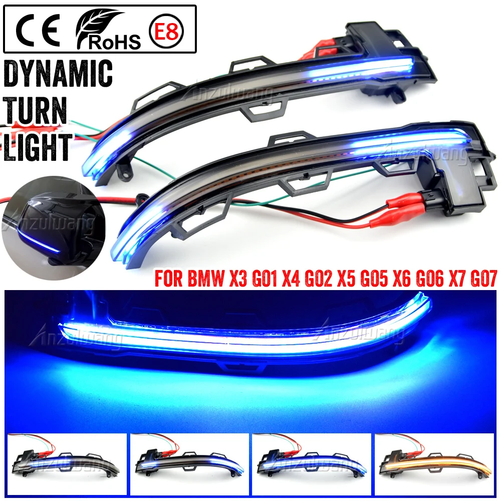 2 قطعة ضوء مرآة الرؤية الخلفية (يسار ويمين) إشارات الانعطاف الديناميكية لسيارات BMW X4 G02 2018 2019 2020 #6