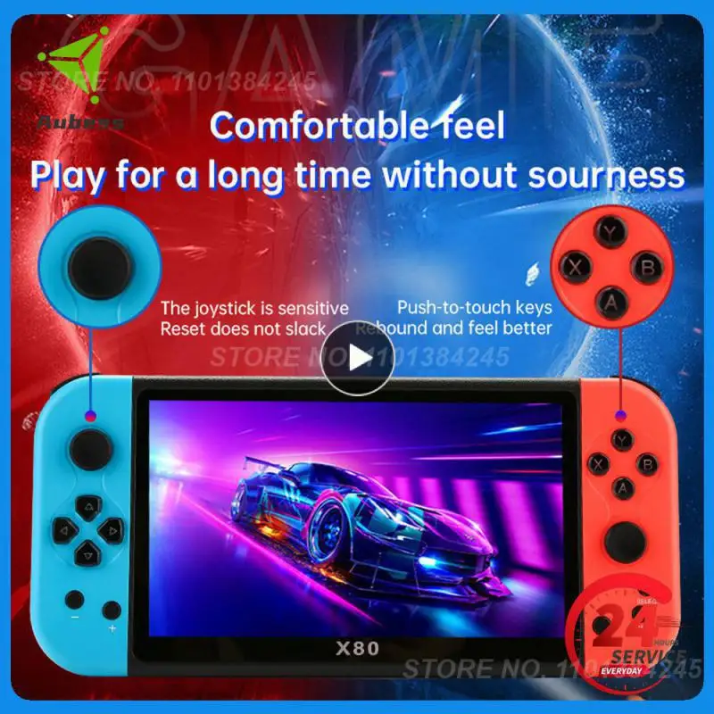 Newest X80 Portable Game Console 7 inch Screen Handheld Game Player Quad Core 16GB 10000 Free Games For PS/MAME TV Out