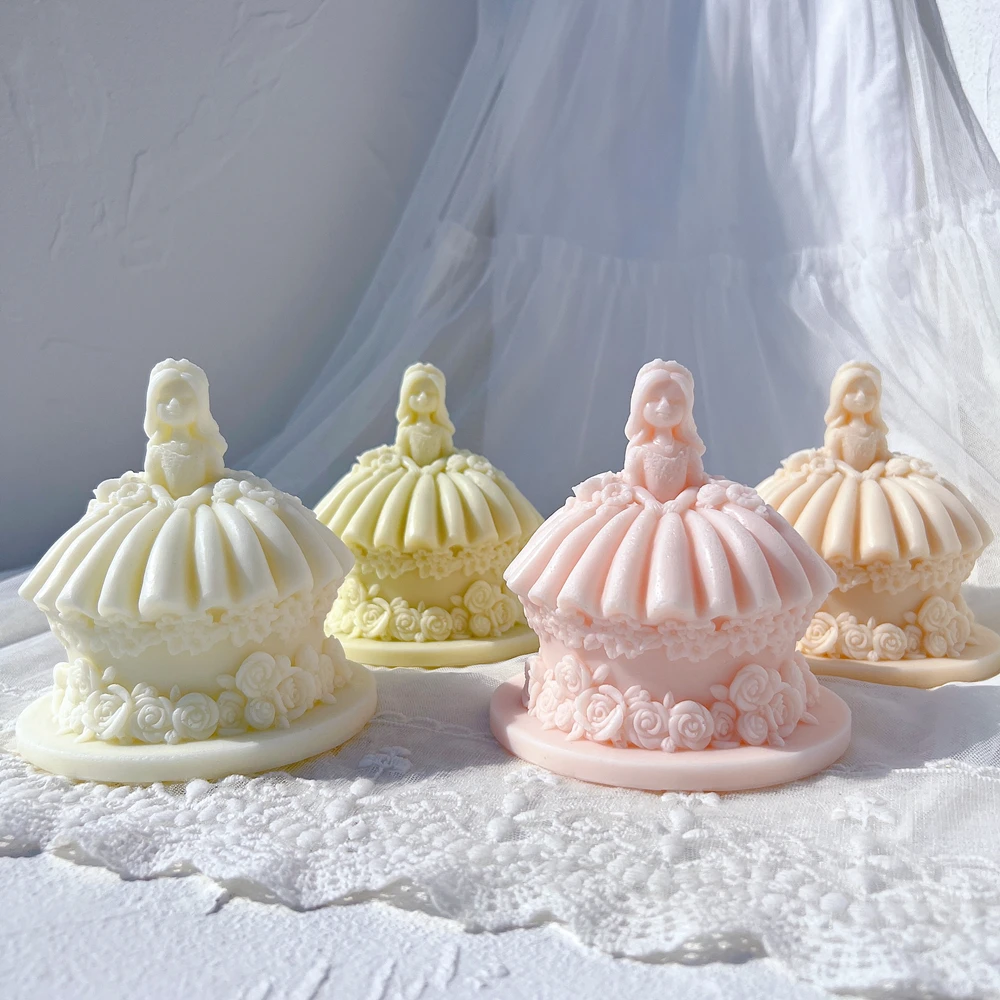 

Princess Wedding Dress Cake Shape Candle Mold Valentine's Day Gift idea Girl Doll Cake Art Silicone Mold Home Decor Wedding Gift