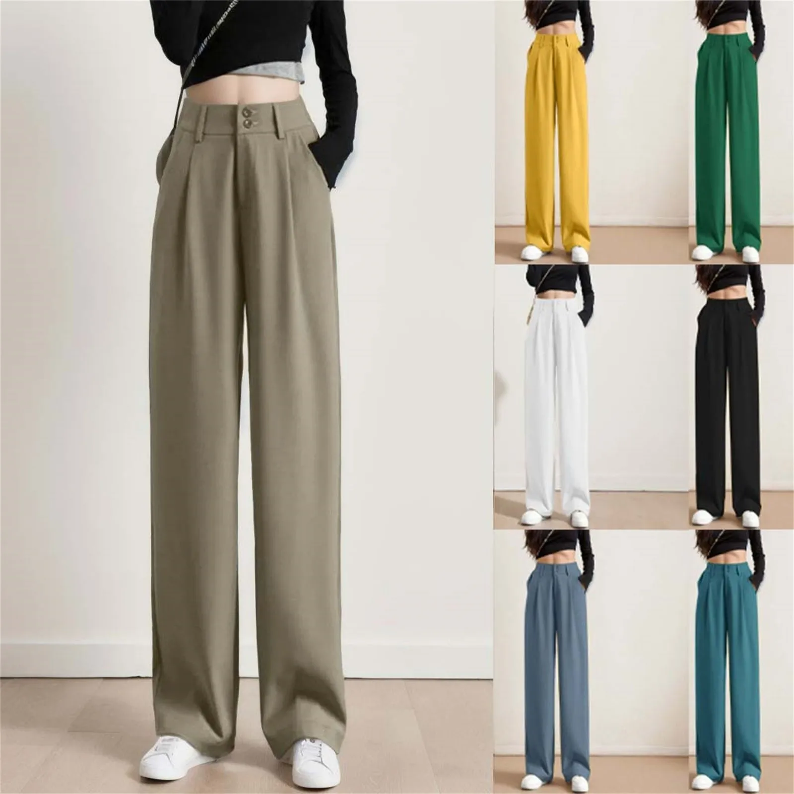 

Suit Pants for Women 2024 Spring New High Waist Drooping Wide-Leg Pants Loose Slimming Narrow Version Casual Suit Trousers