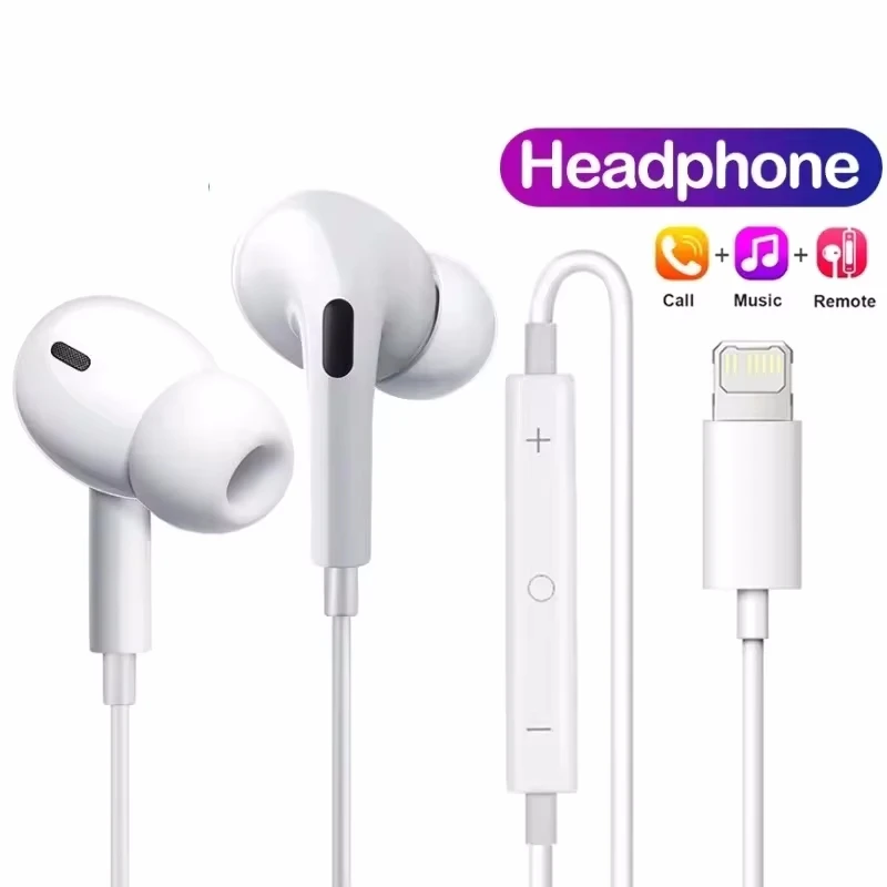 KADIXI Earphones For Apple iPhone 14 Pro Max 13 12 11 Headphones X XS XR 8 7 6 Plus Bluetooth Wired Earbuds Phone Accessories
