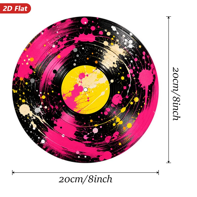 2D Flat, 1pc Round Metal Sign Wall Art, Record - Shaped Wall Art, Colorful Splatter Design, Modern Style, Home Decor