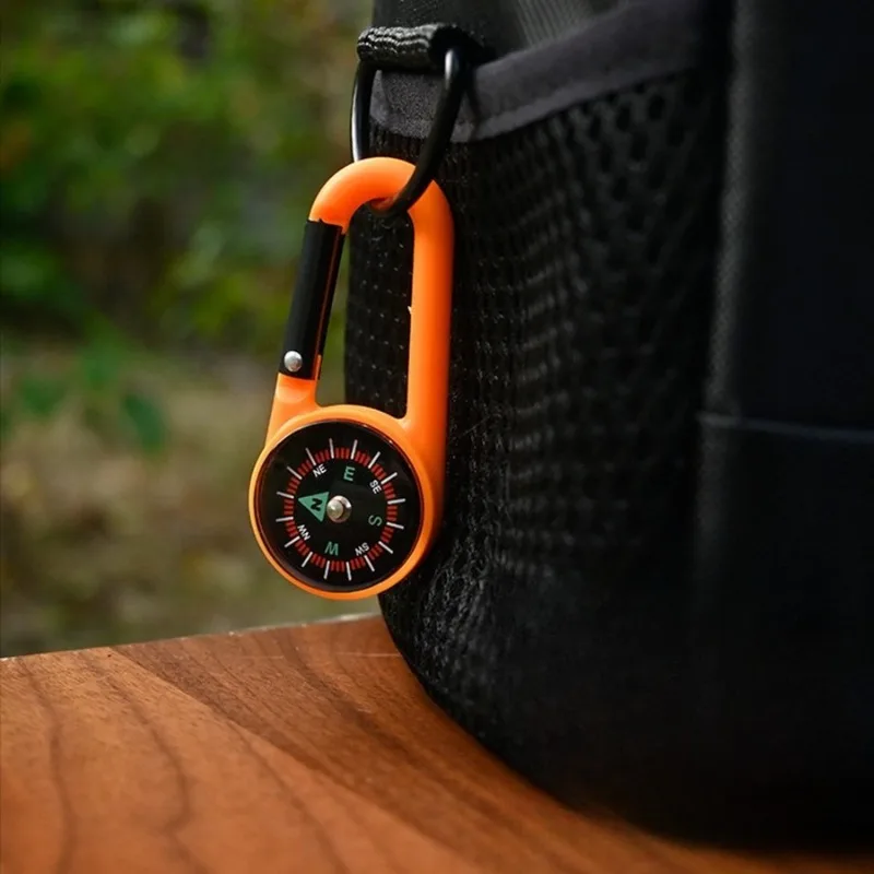 Multi‑function Carabiner Compass Hook Portable Liquid Suspended Compass Outdoor Camping Hiking Navigation Keychain