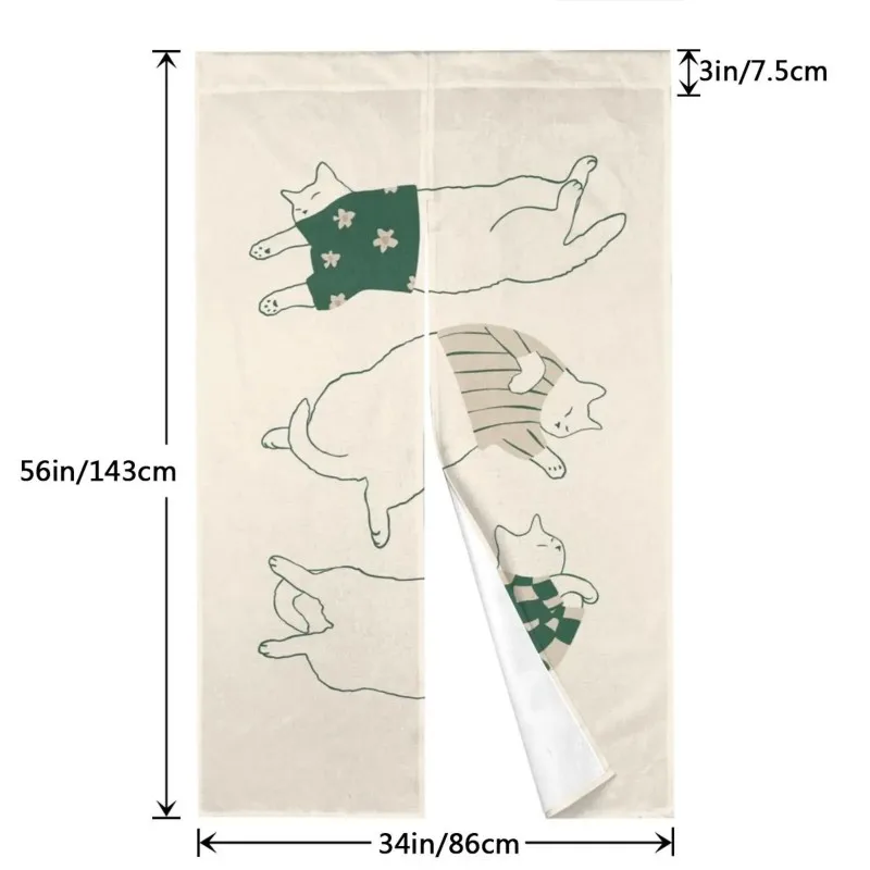 VIKAMA Laid-back Cat Half Sunshade Curtain for Bedroom Bathroom Kitchen Entrance Home Decor
