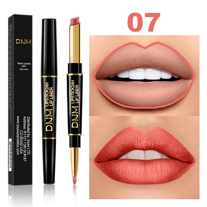 Delineador de labios 2 en 1, lápiz labial mate, tinte de contorno mate, resistente al agua, hidratante de larga duración, delineador de labios, cosméticos, Nude, Sexy, Rojo