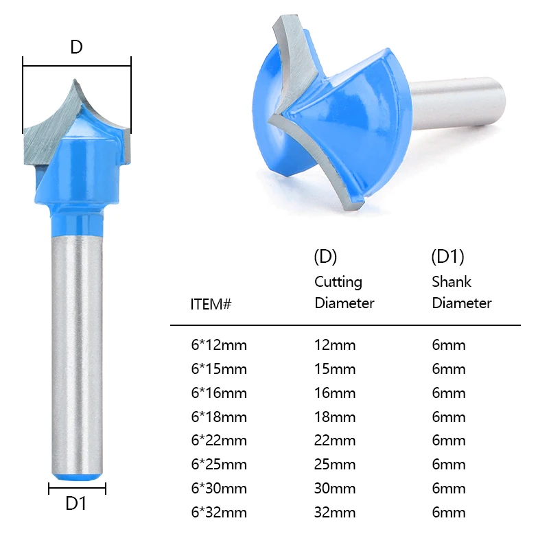 XCAN Millling Cutter 6mm Shank CNC Round Nose Bits 12-32mm Round Point Cut Bit Solid Carbide Tools for Woodworking 1pc