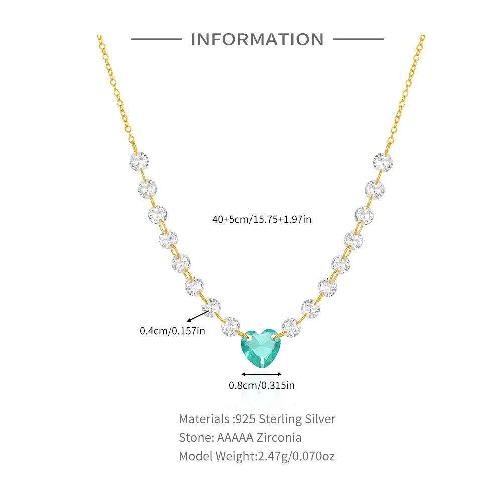 CANNER 925 Sterling Silver Love Pendant Clavicle Chain Zircon Necklace For Women 18K Gold Necklace Premium Valentine's Day Gift