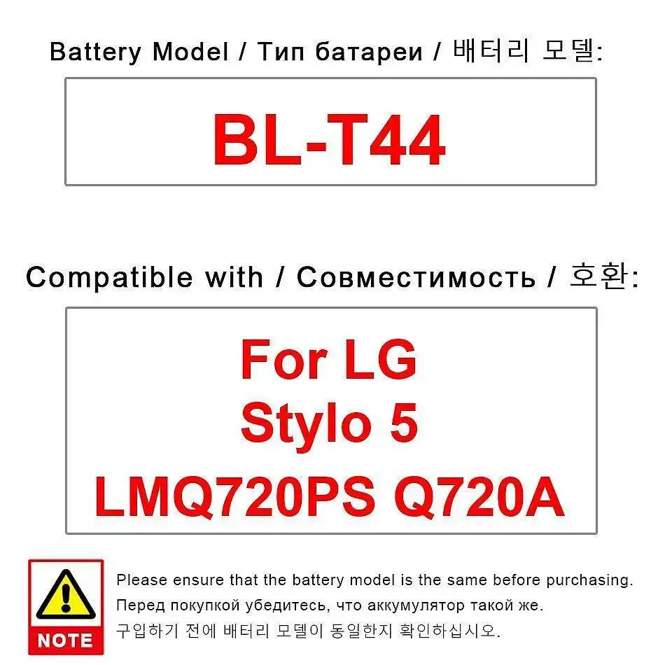 

High-Efficiency Environmentally Friendly For LG Stylo 5 LMQ720PS Q720A Mobile Phone Battery BL-T44 3500Mah