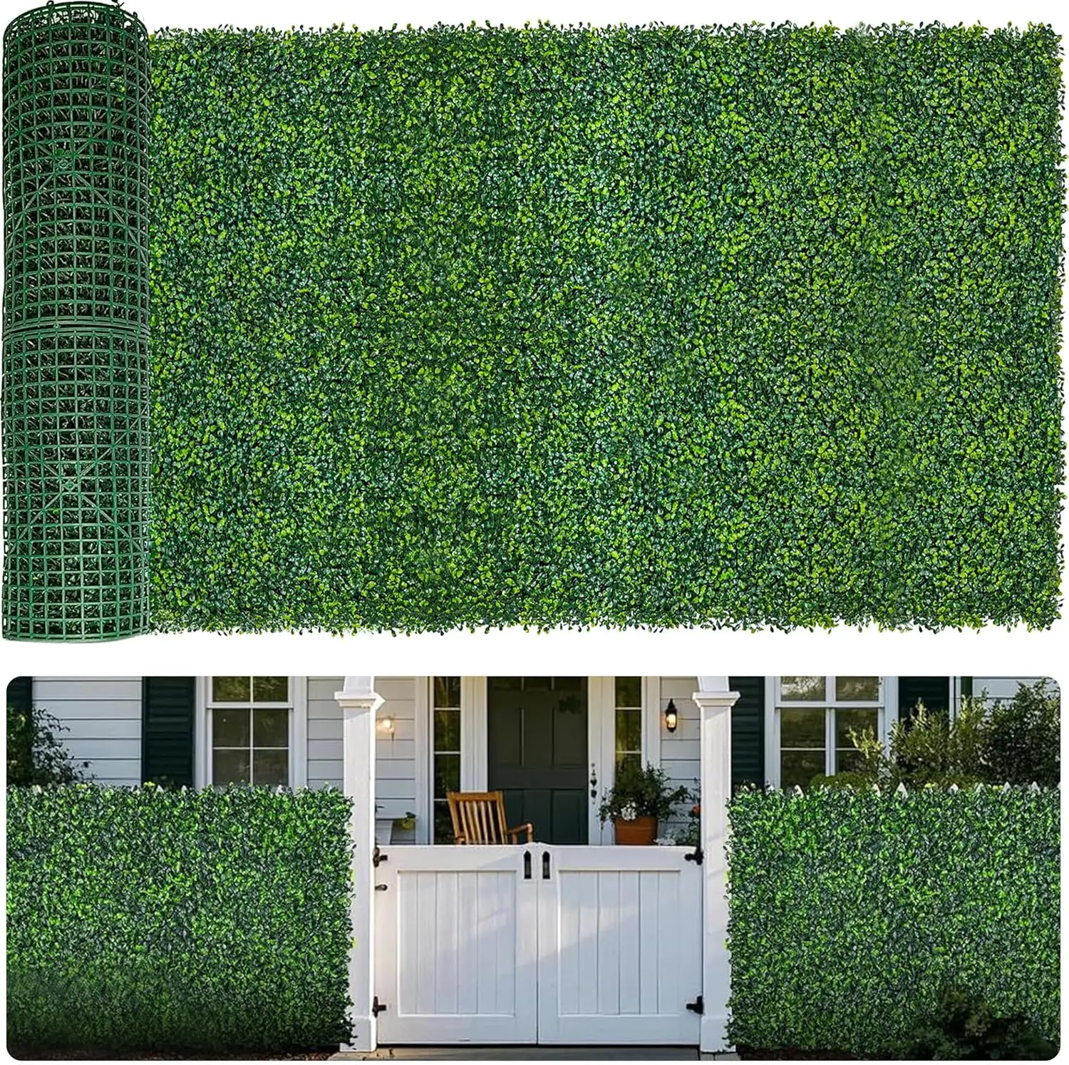 

40x120 Inch Artificial Boxwood Hedge Roll, UV-Resistant Faux Ivy Privacy Screen for Garden Balcony Decor