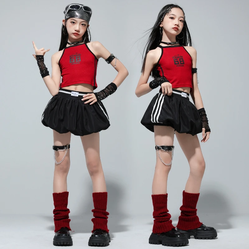 Hip Hop Girls K-pop Crop Top Street Dance Skirt Cool Streetwear Outfits Group Sweet Jazz Costumes Stage Performance Clothes Sets