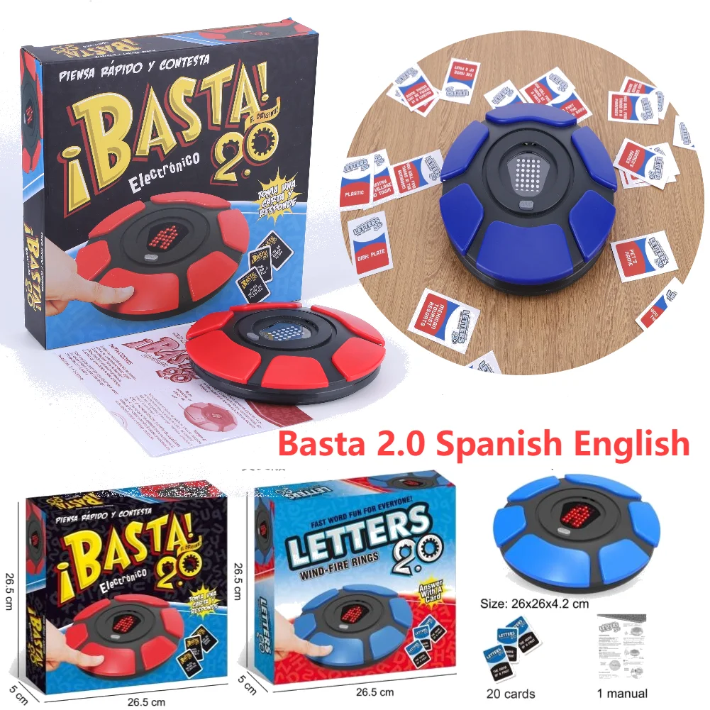 Basta Table Toys 2.0 Spanish English Word Board Game Electronic Button Digital Quick Thinking Letter Pressing Travel Games Gifts