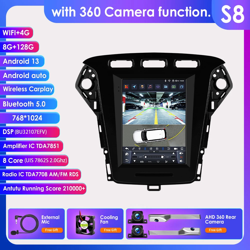 Hizpo 9.7 "Voor Tesla Stijl Autoradio Ford Mondeo Mk4 Galaxy Auto A/C 2011 2012 2013 Carplay Android Radionavigatie Gps-Speler
