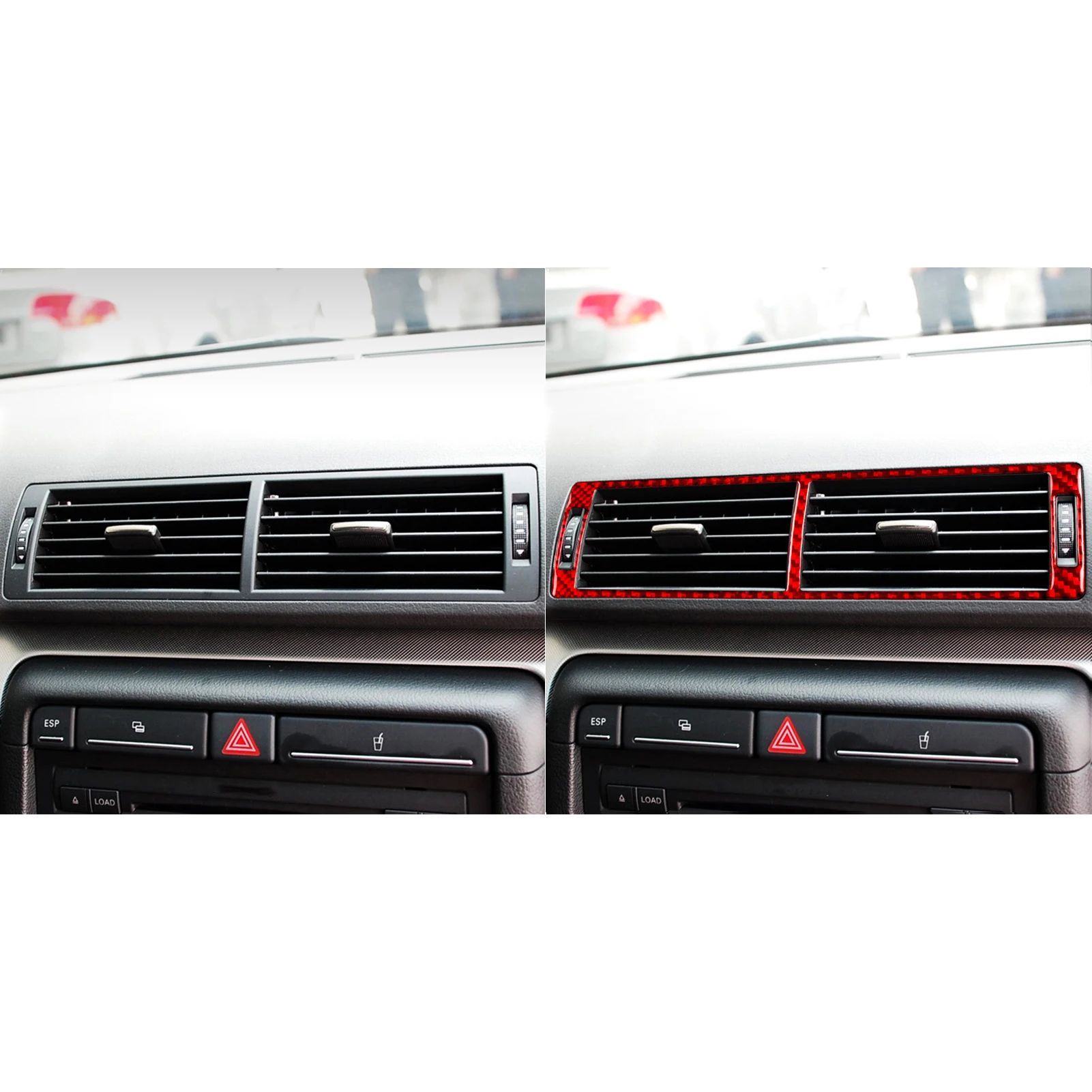 لأودي A4 S4 B7 2005-2008 ألياف الكربون تكييف الهواء المركزي التيار المتناوب منفذ لوحة غطاء الزخرفية الملحقات الداخلية ملصق