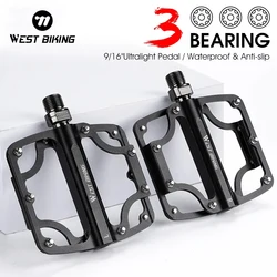 WEST BIKING Bicycle Ultralight Pedal 3 Bearing Pedals Aluminum Alloy CRMO Cycling Footboard for BMX MTB Bike Pedals Accessories