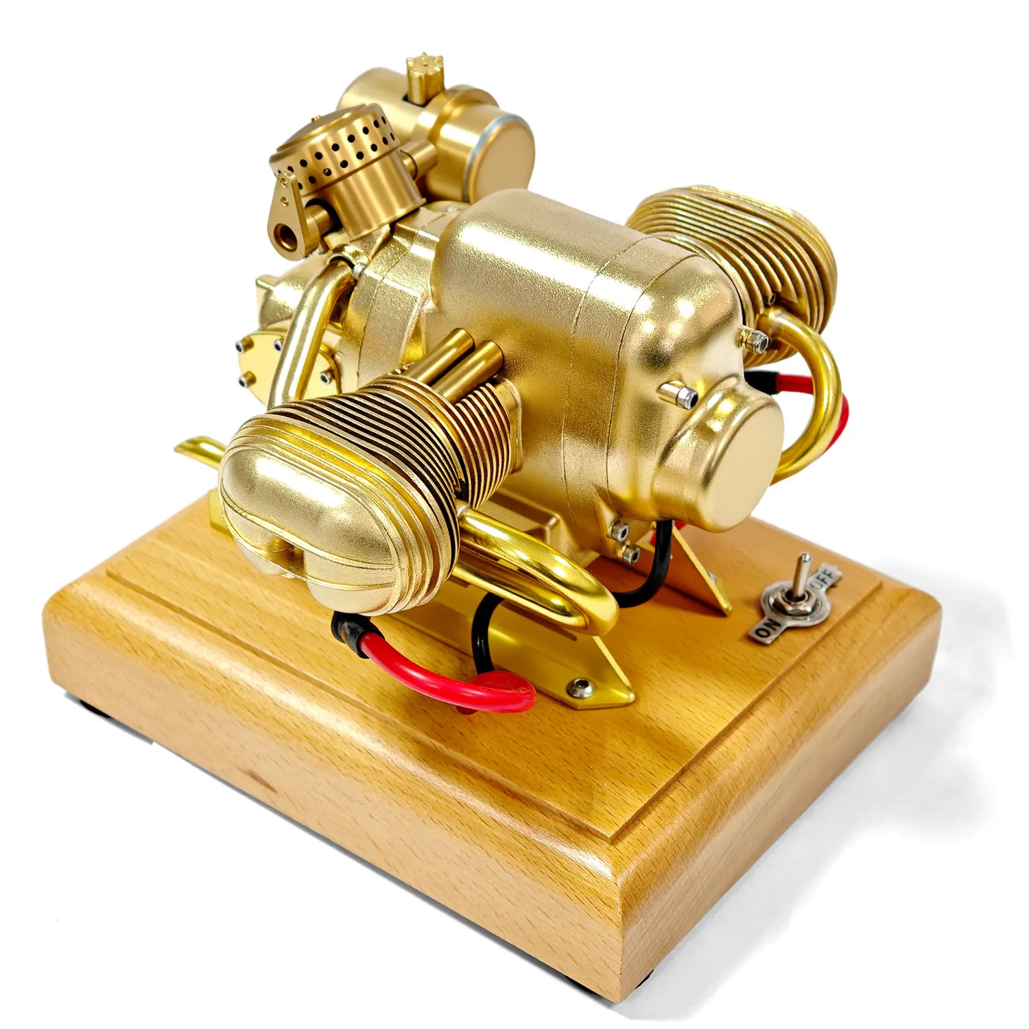 Mini Horizontal Opposed Motorcycle Engine Model R69 3.2cc Twin Cylinder 4 Stroke Gas version Brass Internal Combustion Engine