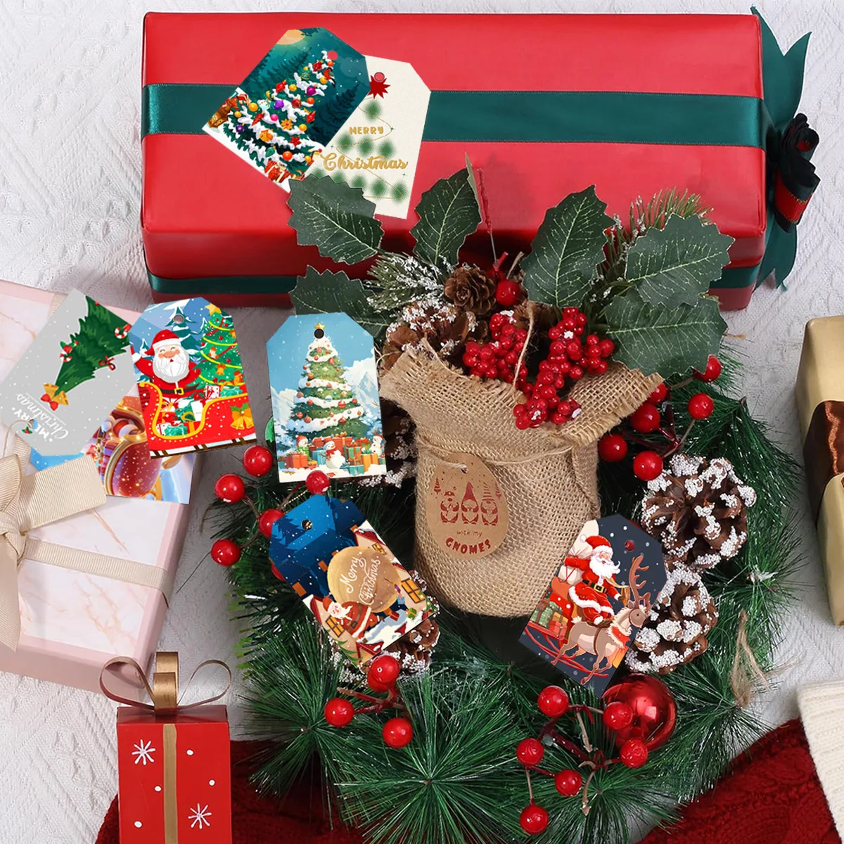 24 قطعة 2026 موضوع رأس السنة الجديدة حفلة شنق العلامات مع تسميات الجوت للعام الجديد عيد الميلاد الديكور هدية التفاف #4