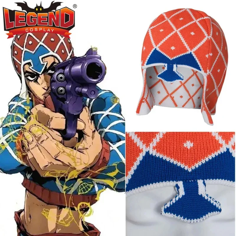 Anime JOJO 5 JoJo's Bizarre Adventure Cosplay Costume Golden Wind Guido Mista Cosplay Beanie Embroidered Knitted Hat Cosplay