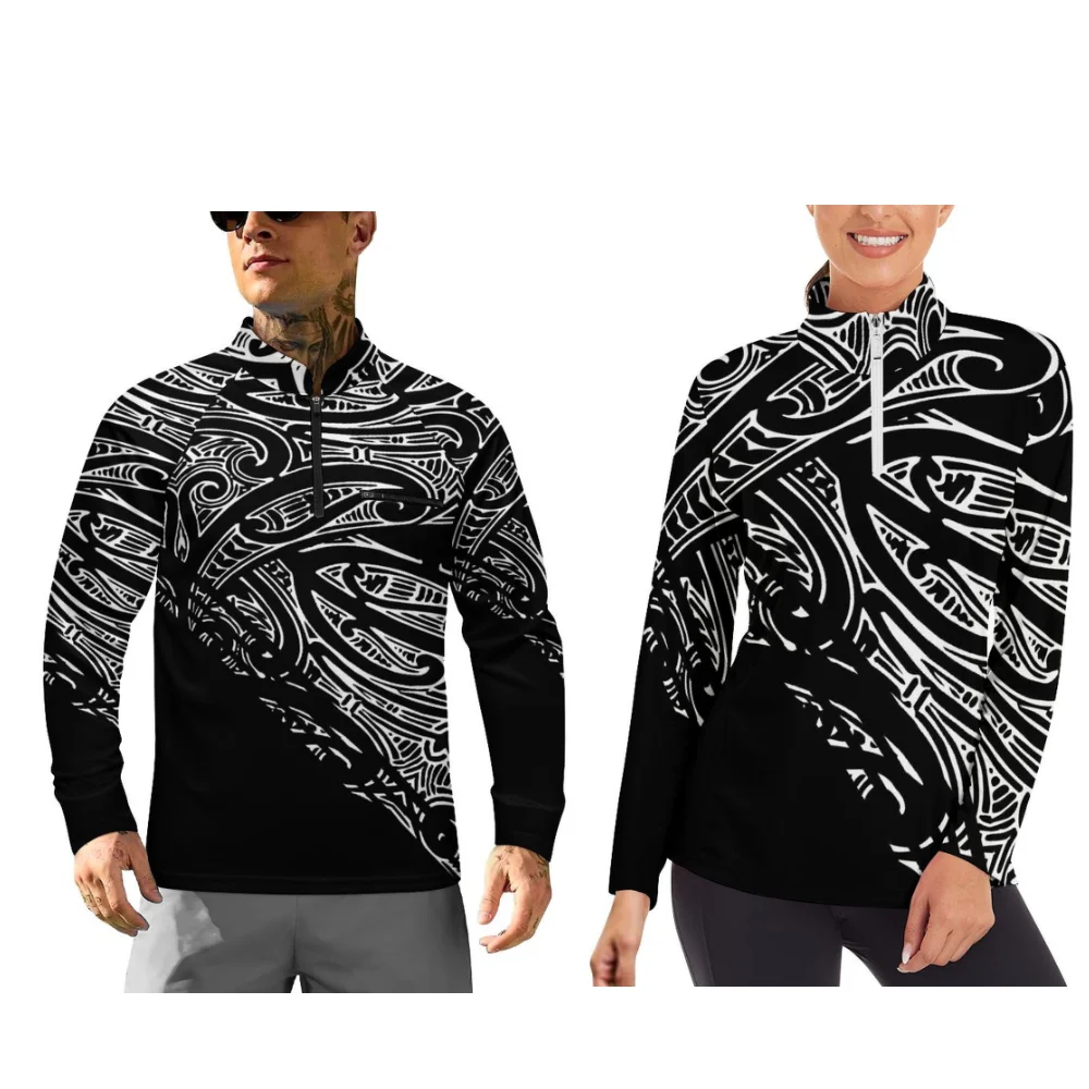 

Long-Sleeved Sportswear For Couples Customizable Home Sportswear With Polynesian Style Prints