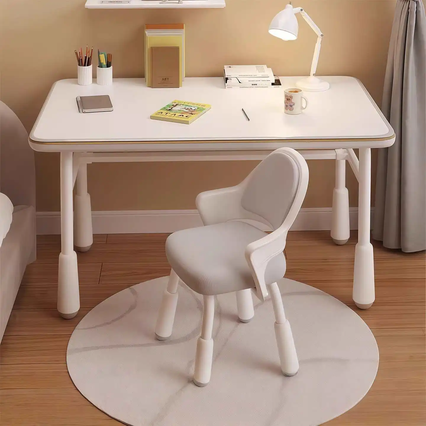 AOLIVIYA School Reading Room Desk Chair Set Kids Study Learning Table Classroom Table Lift Home Work