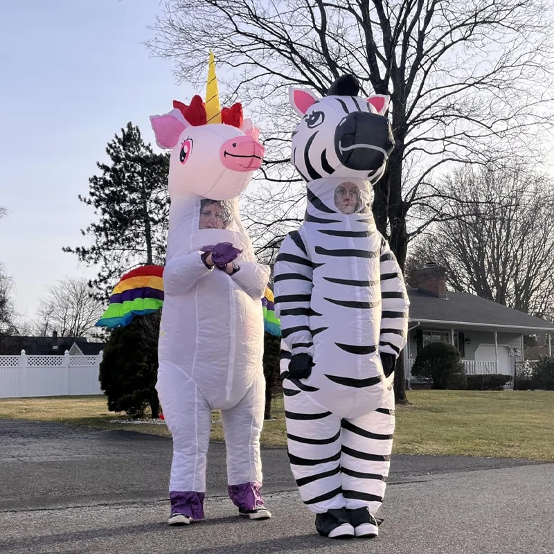 

Zebra Cosplay Inflatable Costume Adult Unicorn Costume Halloween Christmas Animal Theme Funny Animal Costume Props