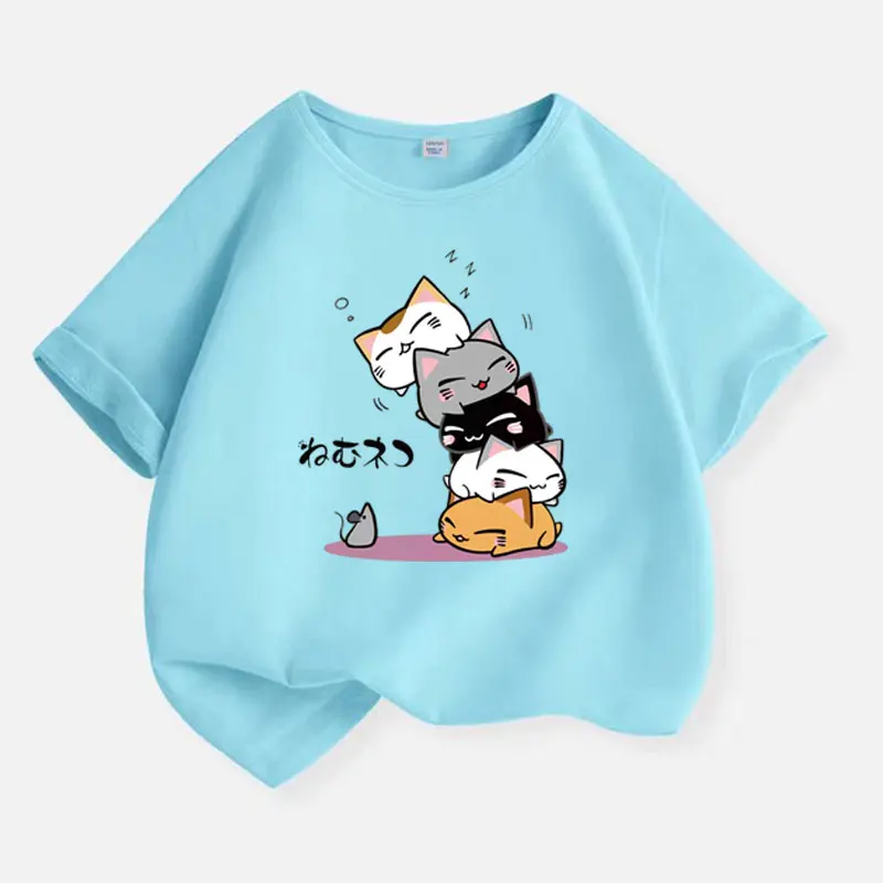 

The Cat Family T-shirt for Boys Cotton Kids T Shirt Cartoon Children Casual Clothes Teen Baby Boy Summer Tops Round Neck T-shirt