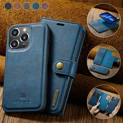 For iPhone 17 Air 16E 5G 2In1 Detachable Leather Wallet Funda for iPhone 17 16 15 14 13 12 11 Pro Max Xs Xr 16 Plus Flip Case