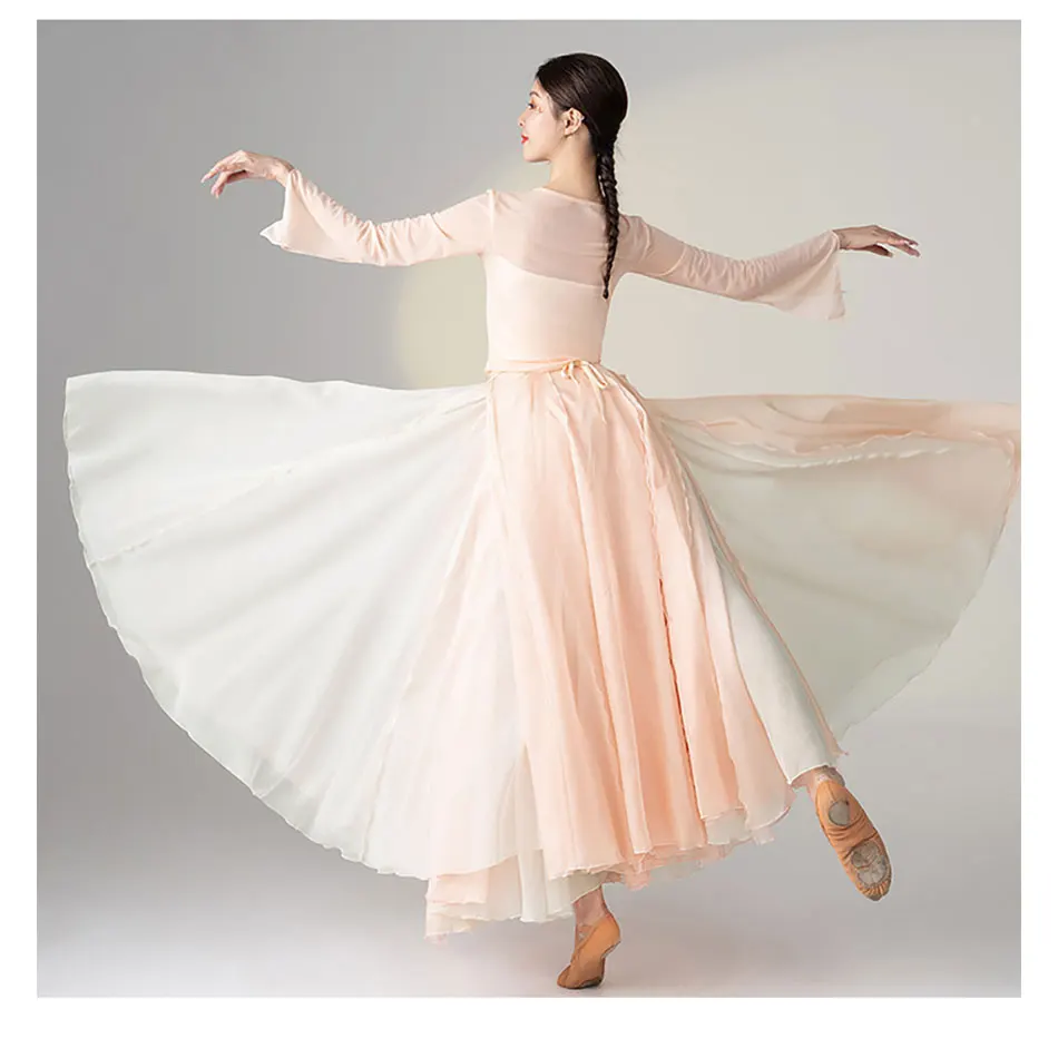 طقم ملابس رقص كلاسيكي مكون من قطعتين، ملابس رقص علوية وتنورة للنساء، ملابس ممارسة الأداء المسرحي