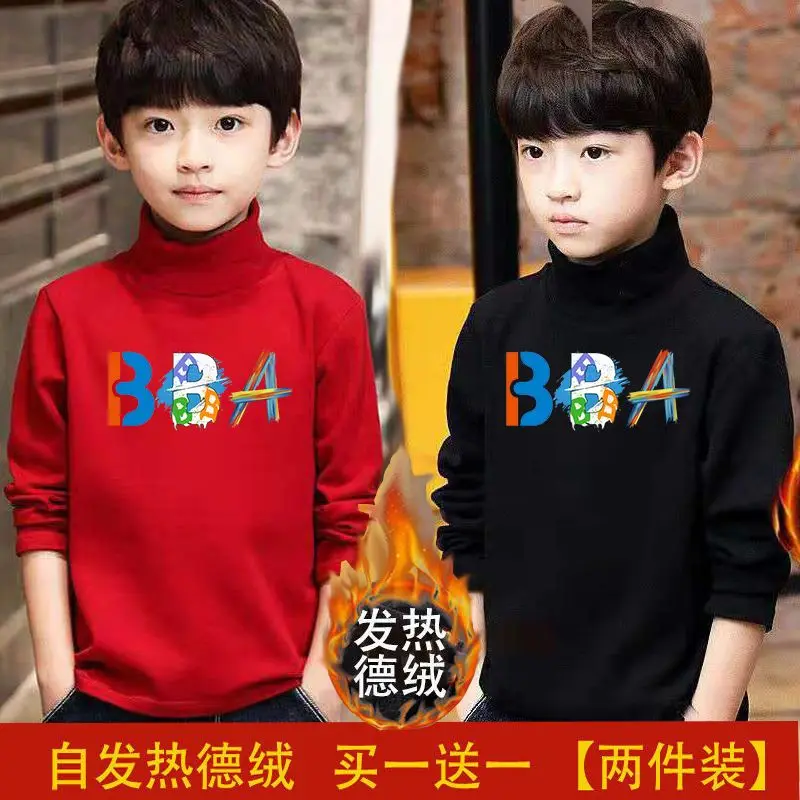 

2023 New Children's Clothing Boys Warm Sweaters High-neck Turtleneck Clothes Girls Knitted T-shirt for 4 6 8 10 11 12 Years