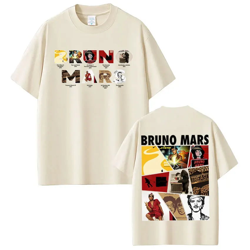 Bruno Mars The Romantic Album Tour 2026 T-shirt Man Woman Hip-hop Harajuku T-shirts Short Sleeve Casual Loose Oversized T-shirts