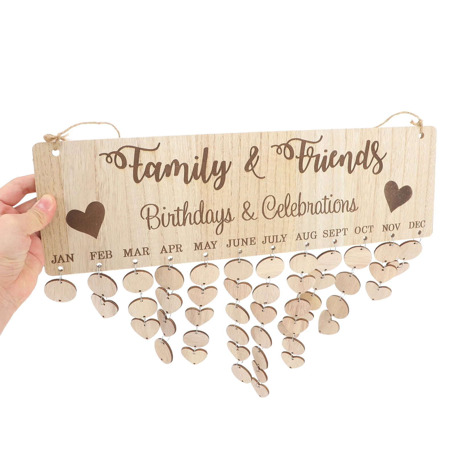 Hanging Decorcation DIY Decor Wooden Calendar Pendant Family Wedding Birthday Special Days Countdown Reminder Board