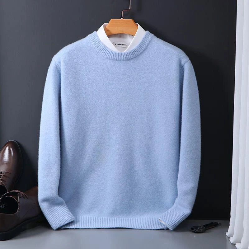 Sweter kaszmirowy męski sweter z okrągłym dekoltem luźny M-5xl dzianinowa bluzka jesienno-zimowy nowy koreańskie Casual Top męski