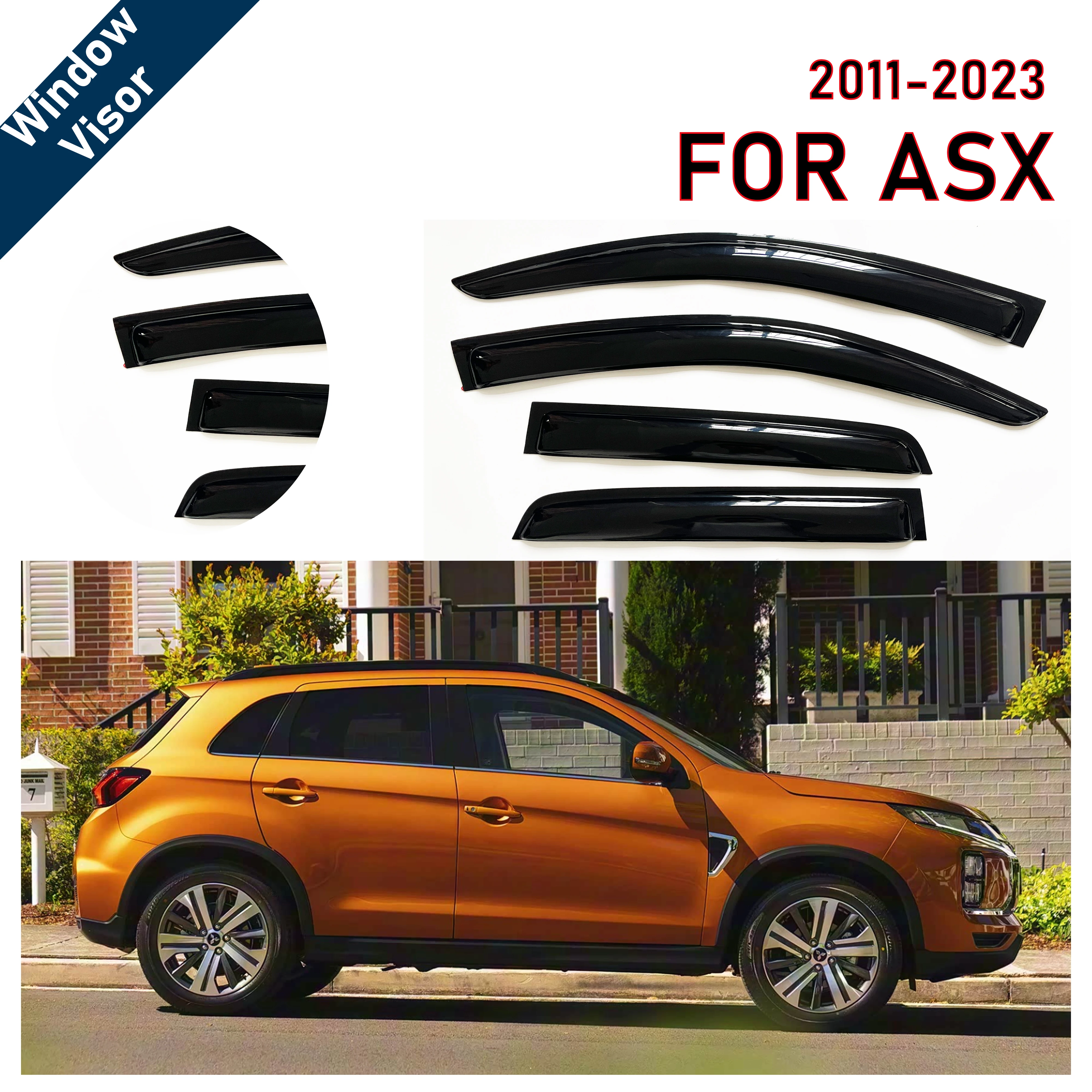 

Козырек на окно для Mitsubishi ASX/Outlander Sport 2011-2023 | 4 шт. дефлектор от дождя | Аксессуар для автомобильного всепогодного щита