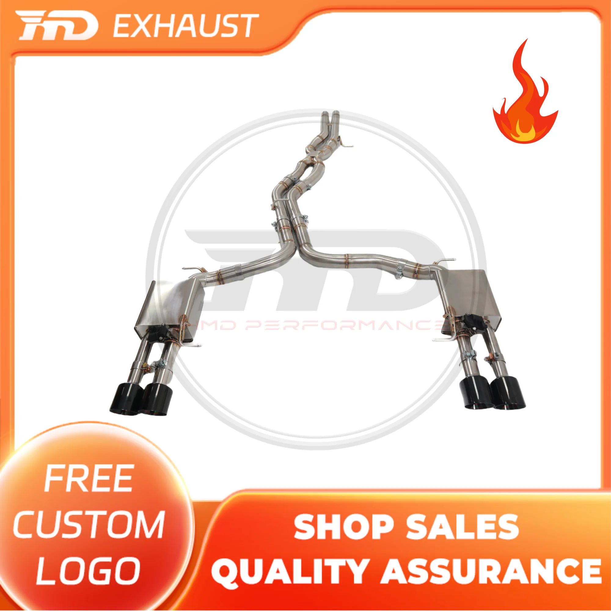 

HMD Hot Sale SS304 Exhaust System High Flow Performance Catback For AUDI A7 2019 3.0T Car Accessories With Valve With Black Tips