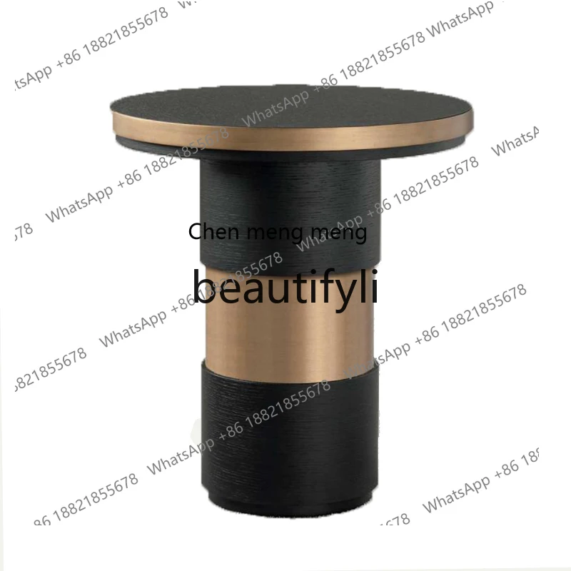 

X Light Luxury Stainless Steel Solid Wood Side Table Living Room Mobile Side Table Balcony Walnut Sofa Table