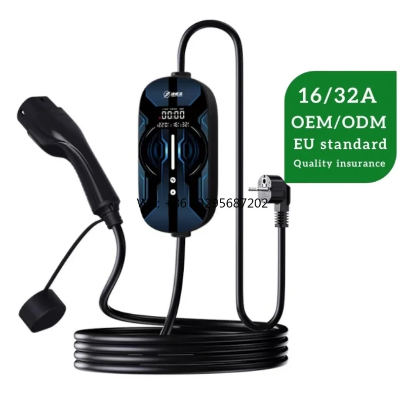 

Портативное зарядное устройство для электромобилей America Standard, 230В, IP55, сертификат CE, для домашнего использования, 3.5/7кВт, выход 16А/32А, кабель TPU 5м