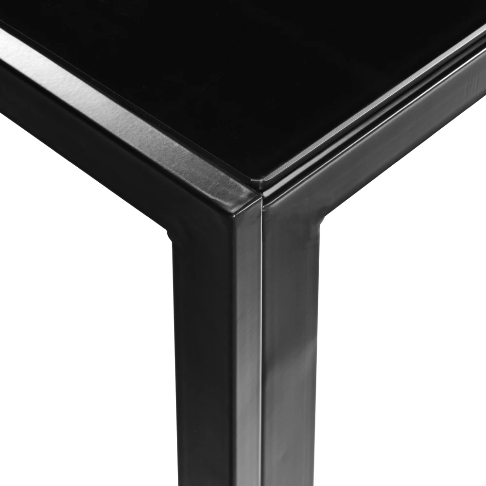 Simple Assembled Tempered Glass & Iron Dinner Table Black(Replacement