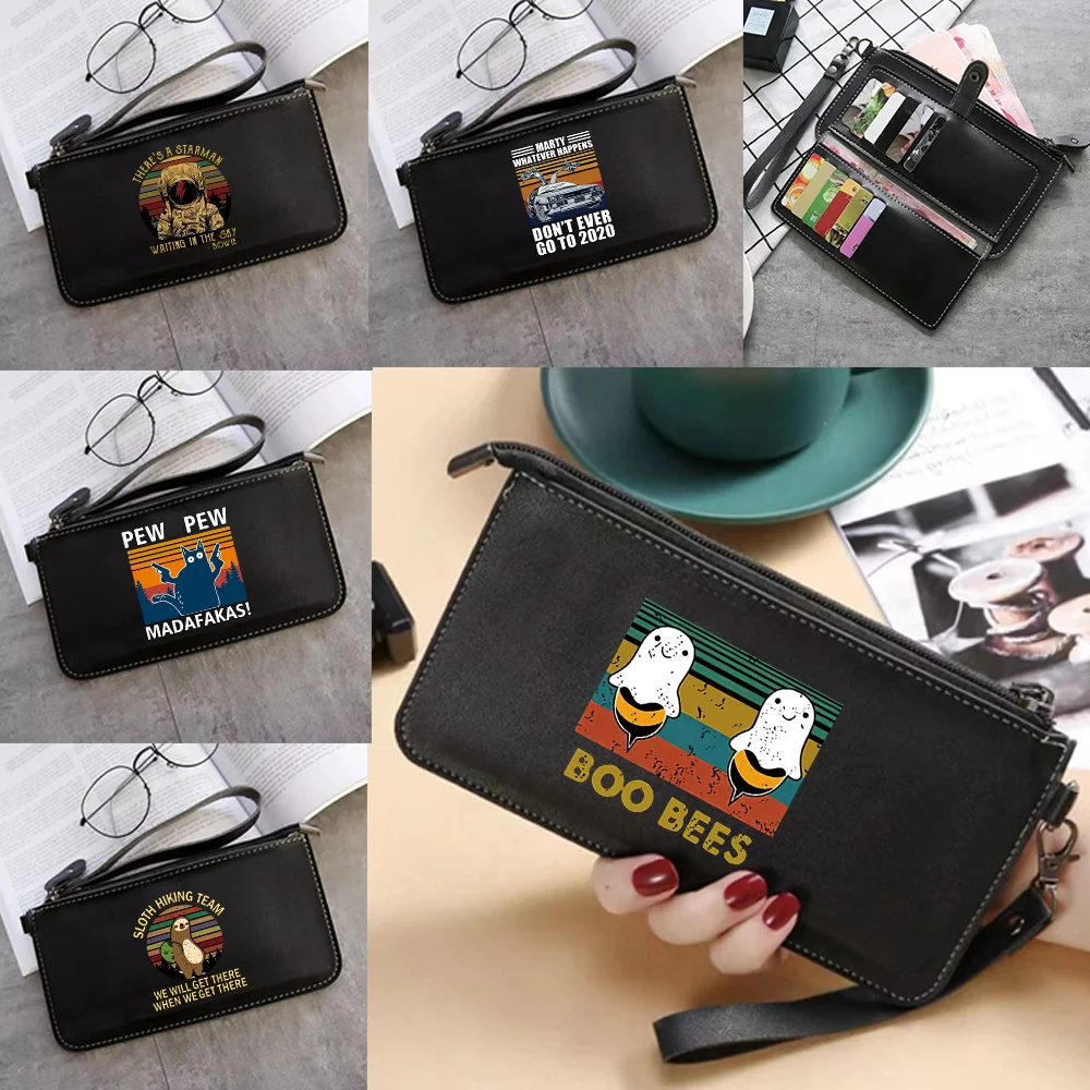 

Модный кошелек-клатч большой вместимости, минималистичный дизайн, серия Pew, кожаный, с множеством отделений для карт, на молнии, для хранения монет, унисекс