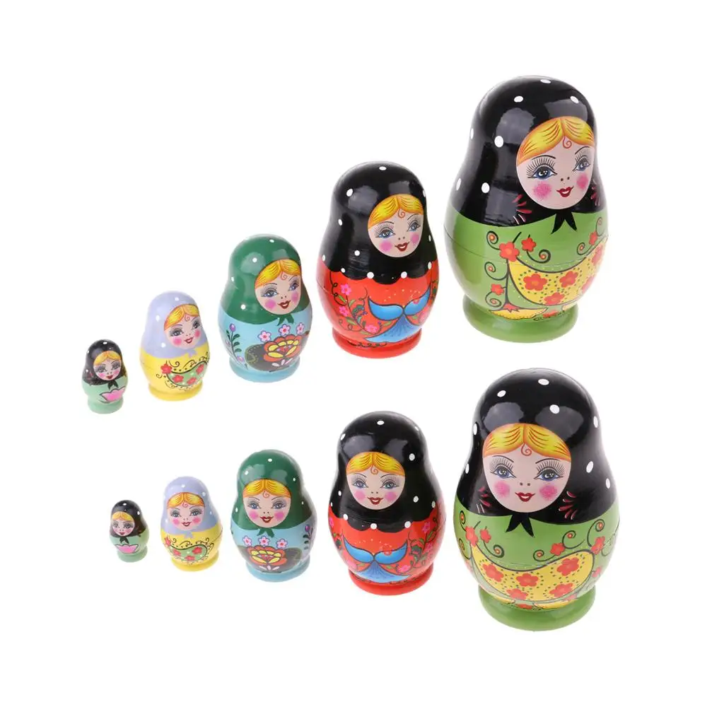 

2 Female Russian Nesting Doll Matryoshka Wood for Children Kids Gift