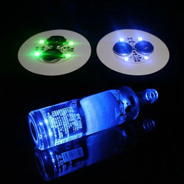 

5pcs Super bright 3mm 4LED Flashing Lights Bulb Bottle Cup Mat Coaster LED glorifier mini glow stick For Clubs Bars Party-WHITE