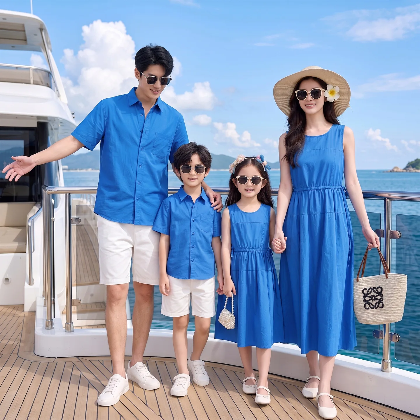 Vacation Family Matching Outfits Mommy and Daughter Matching Dresses Couple Dad Son Shirt Shorts Set Summer Parent Child Clothes