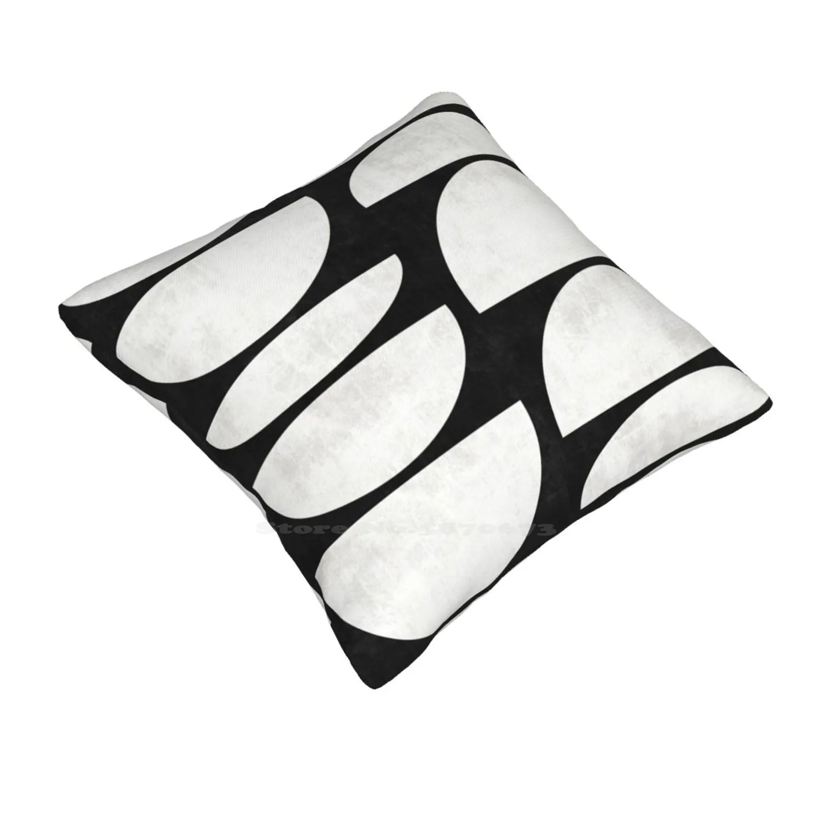 Mid-Century Modern Pattern No.8-Black And White Concrete Bedroom Office Hug Pillowcase Black And White Half Circles Unique