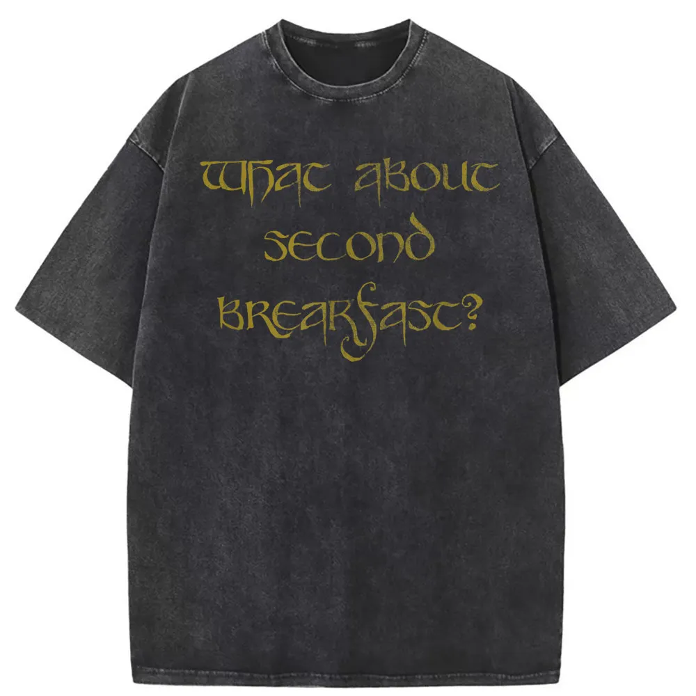 

What About Second Breakfast Funny T-shirts For Man England Style Long Sleeve Tee Shirts Men Retro Cotton Washed Sweatshirts