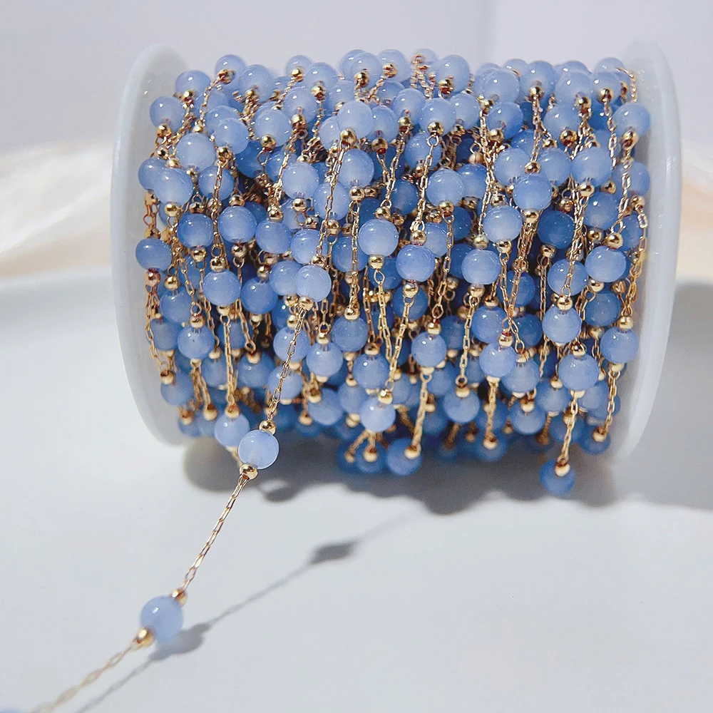 1meter Opal Stone Bead Copper Chains for DIY Jewelry Making