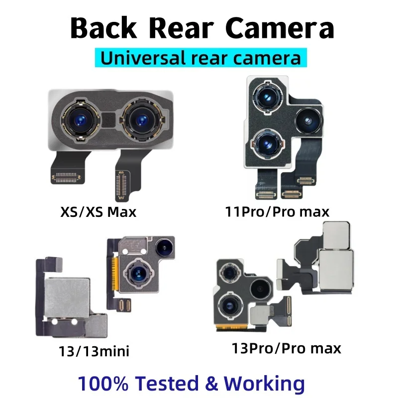Rear Camera For iPhone Xs 11 12 Pro Max Back Camera Rear Main Lens Flex Cable Camera For iphone X XR XS MAX 13 PRO Max Camera