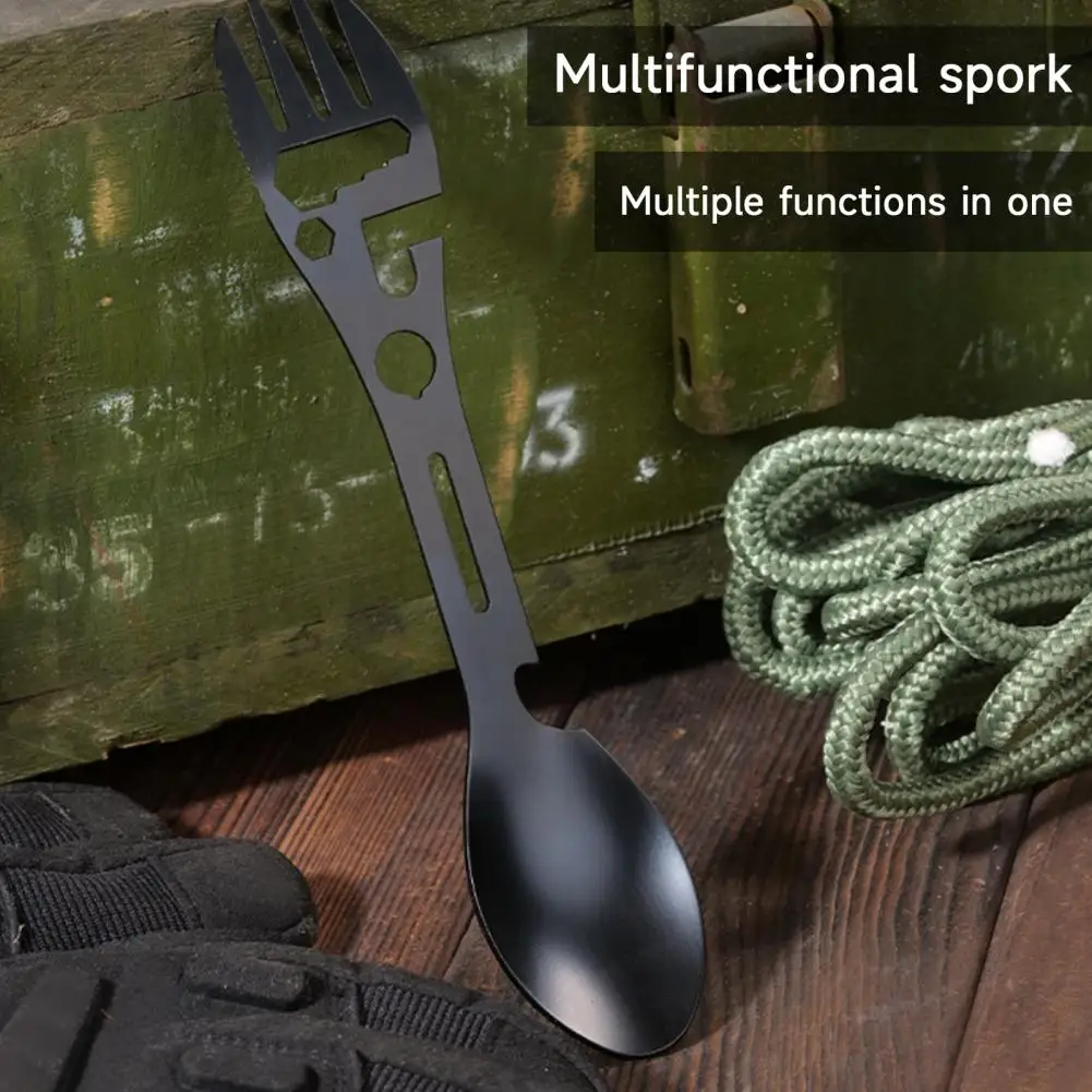 Outdoor Fork Spoon Tableware Multifunctional Lightweight Utility Spoon Picnic Bottle Opener Camping Survival Tool